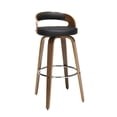 thumbnail image 3 of OFM 161 Collection Mid Century Modern 30" Low Back Bentwood Frame Swivel Seat Stool with Vinyl Back and Seat Cushion, in Walnut/Black (161-WV30C-BLK), 3 of 19