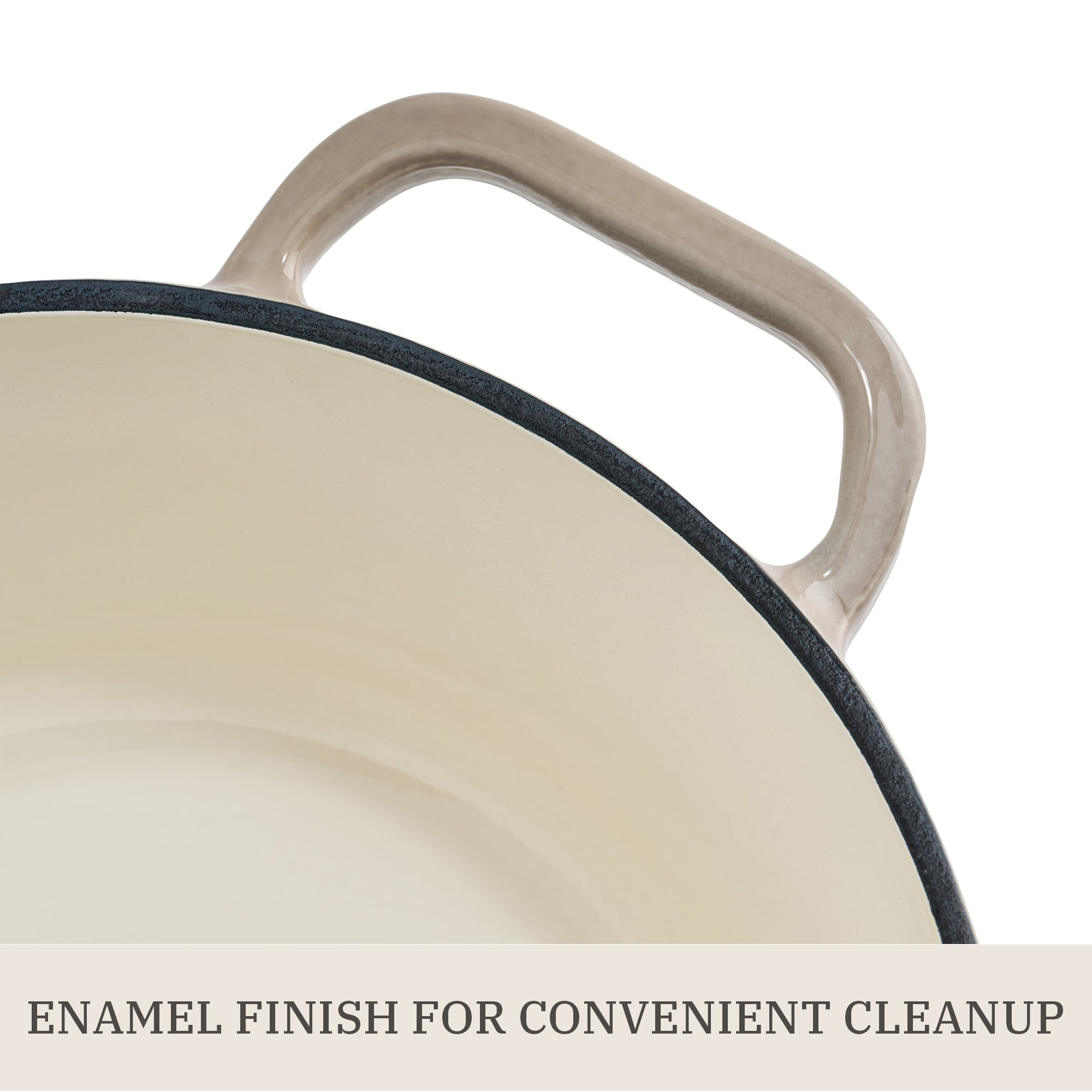 The Pioneer Woman 5-Quart Enameled Cast Iron Dutch Oven with Lid, Taupe