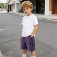 thumbnail image 5 of TKKCS Boys Pull-On Cargo Shorts- Elastic Wasit Casual Trendy Waterproof Outdoor Loose Fit Kids Hiking Shorts With Multi Pockets Purple Size 10 Years, 5 of 8