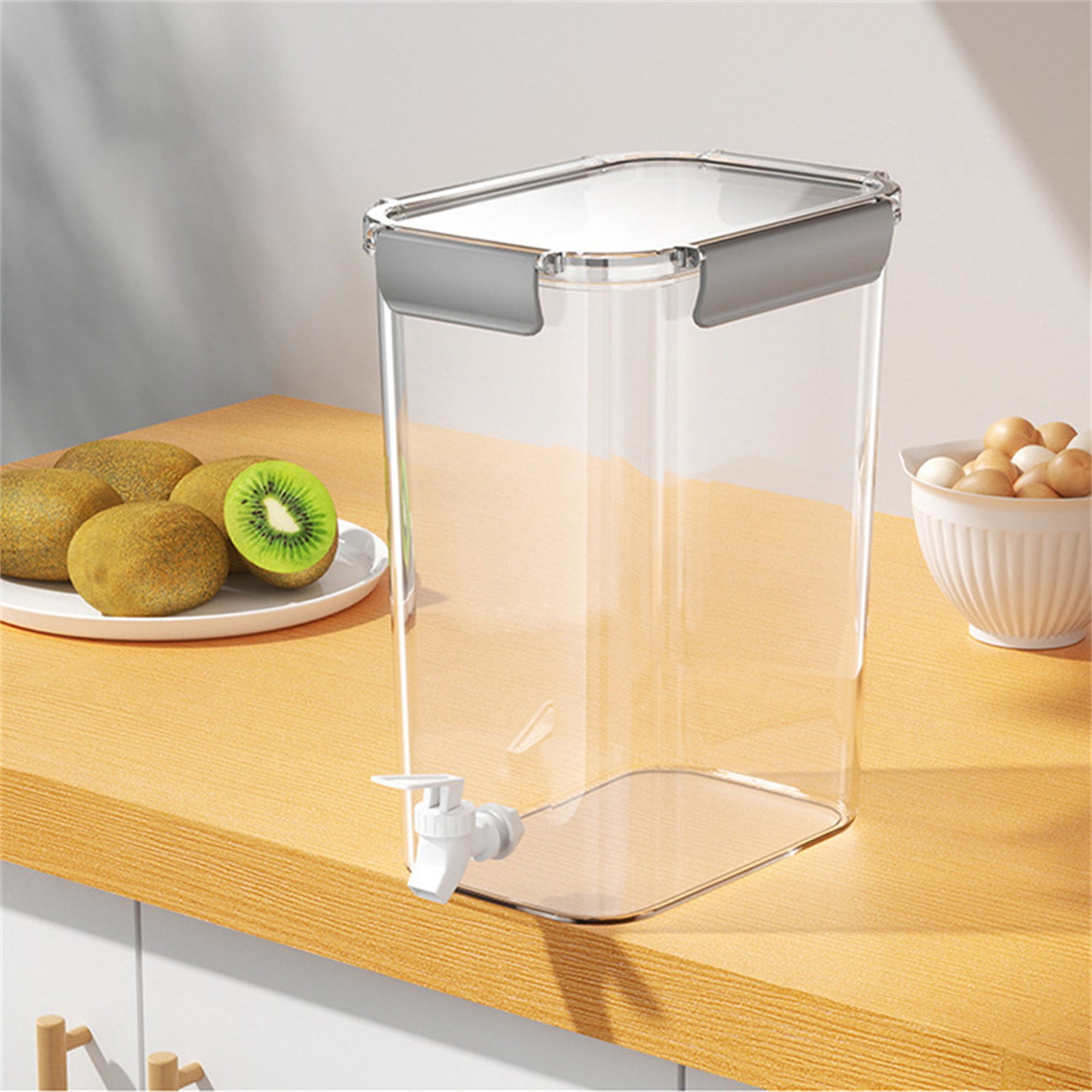 LHWEN Beverage Dispenser With Lid And Faucet 3.5L Food Grade Plastic Refrigerator Dispenser For Lemonade Cold Juice Iced Tea Injection Cooler Easy Pour Fits Most Fridges Large Opening Quick Lock Seal