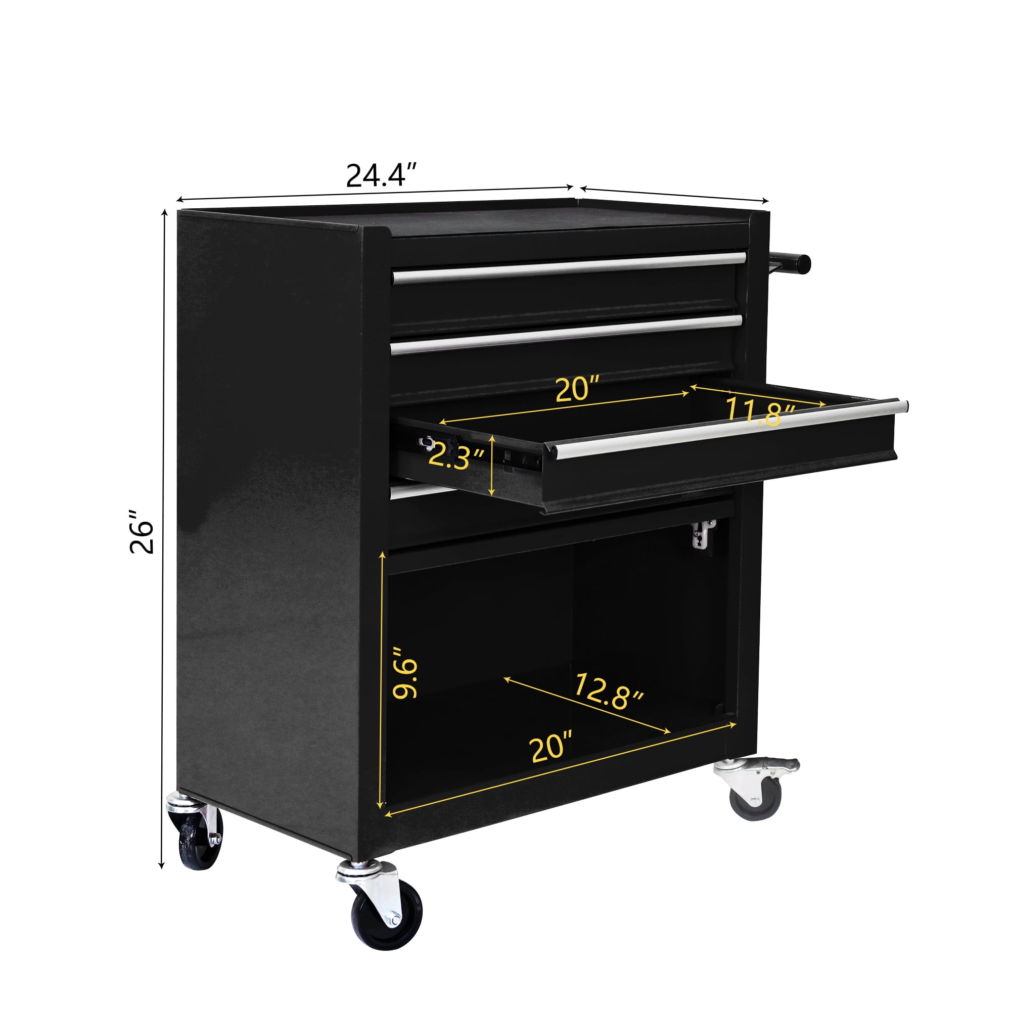 4 Drawers Multifunctional Tool Cart with Wheel Steel Tool Chest Storage Cabinet