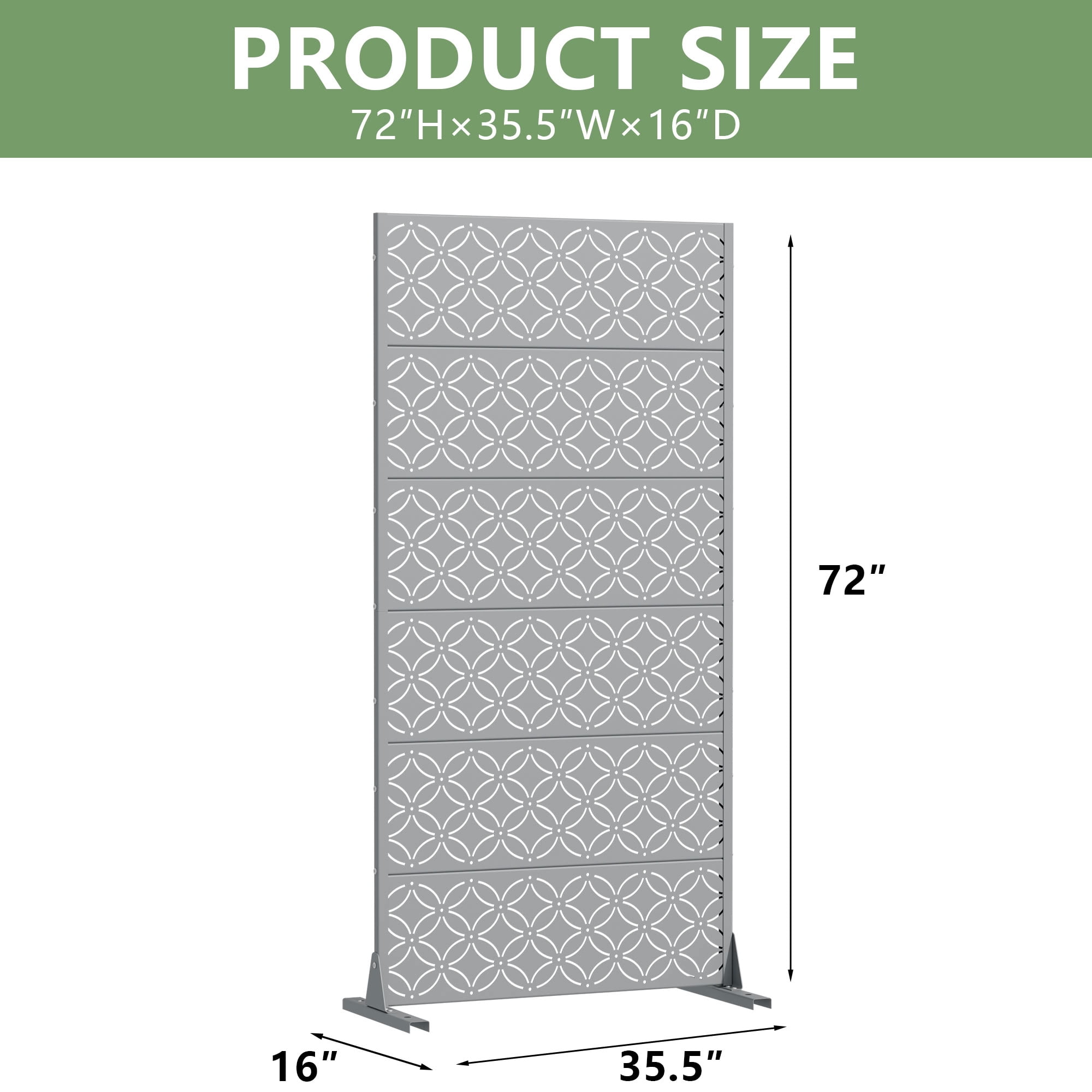 MAYEERTY 72*35in Outdoor Privacy Screen, Outdoor Screen Divider Metal Panel, Privacy Fence for Patio, Balcony, Backyard, Garden