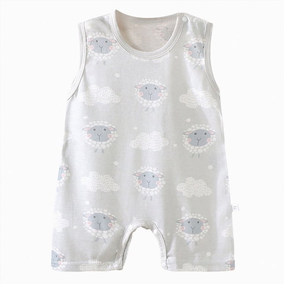 Xyant Baby Rompers Boy 0 3 6 9 12 18 24 Months Baby Girl Summer Clothes Dinosaur Sleeveless Onesie Jumpsuit Outfit (Light Gray,12-18 Months)