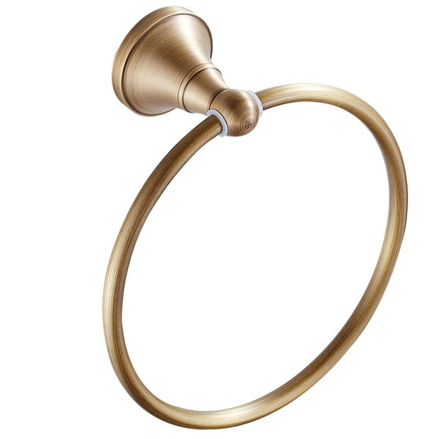 Anillo de toalla de latón antiguo, soporte para toalla de mano, accesorios de baño, colgador de toalla de ducha cepillado, redondo, montado en la pared