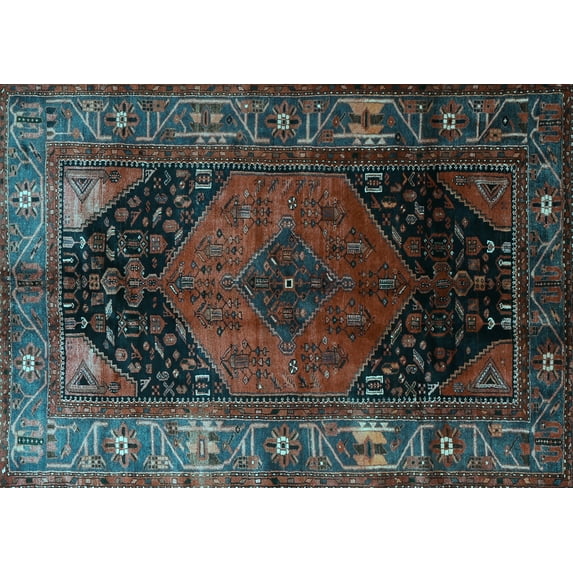 Ahgly Company Indoor Rectangle Persian Light Blue Traditional Area Rugs, 3' x 5'