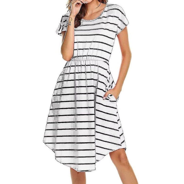 Nouvelle Robe de Soins de Maternité d'Été à Rayures Pyjama de Maternité Multifonction pour Mère Allaitement Jupes Patchwork
