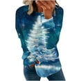 thumbnail image 2 of HOMBOM Womens Tops Long Sleeve Casual Christmas Xmas Vintage Snowman Blue Blouse for Female, 2 of 5