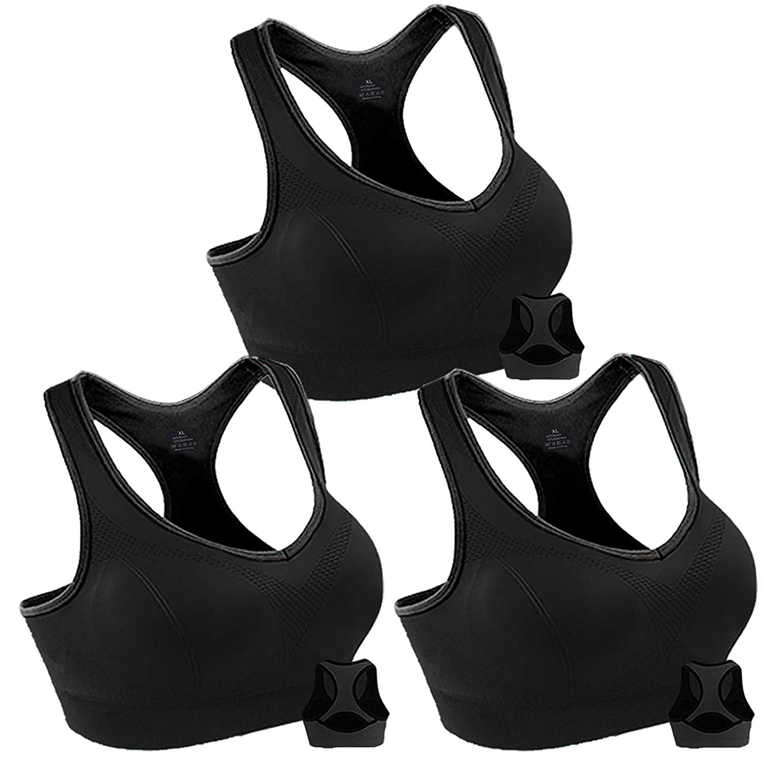 3 Pack Women Racerback Sports Bras High Impact Workout Yoga Gym ...