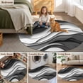 thumbnail image 5 of Round Rugs 5Ft, Black Grey Ombre Round Area Rug Washable Indoor Throw Carpet, Moire Modern Aesthetics Geometric Abstract Soft Non Slip Circle Rug for Cabinet Bathroom Home Decor Aesthetic, 5 of 8