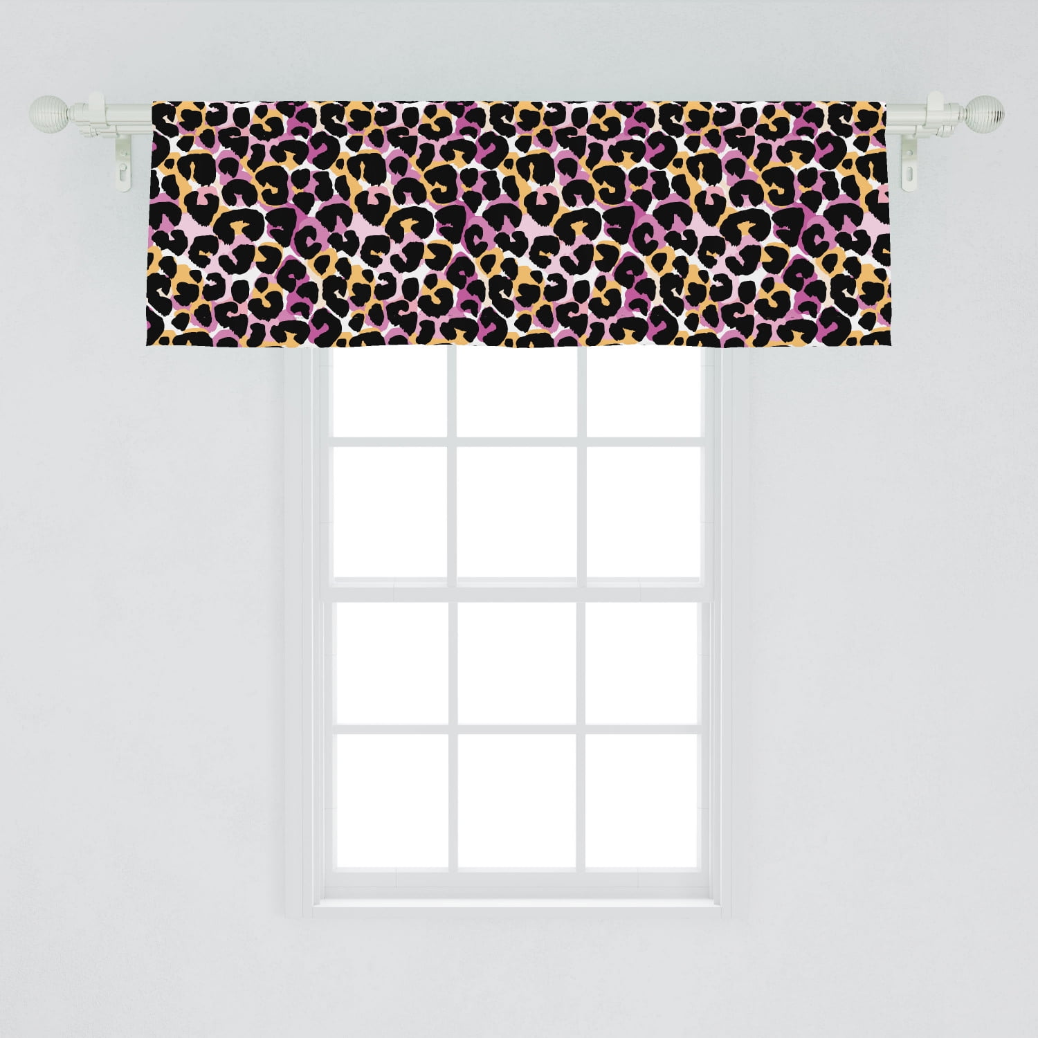 Leopard Print Window Valance, Abstract Wild Exotic Animal Skin Pattern