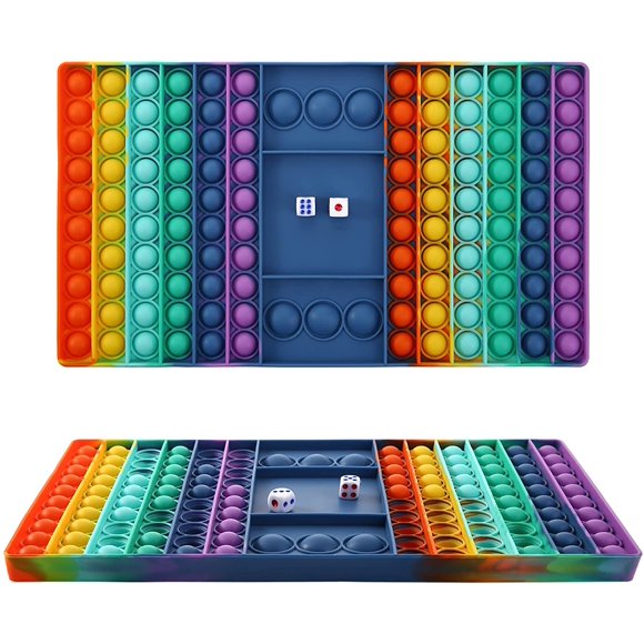 Roofei Ensemble de Jouets Fidget Big Pop, Plateau d'Échecs Arc-en-Ciel Simple Dimple Fidget Popper pour le Temps Parent-Enfant, Simple Dimple Fidget Popper pour Enfant, Jouet Fidget Jumbo Interactif Anti-Stress