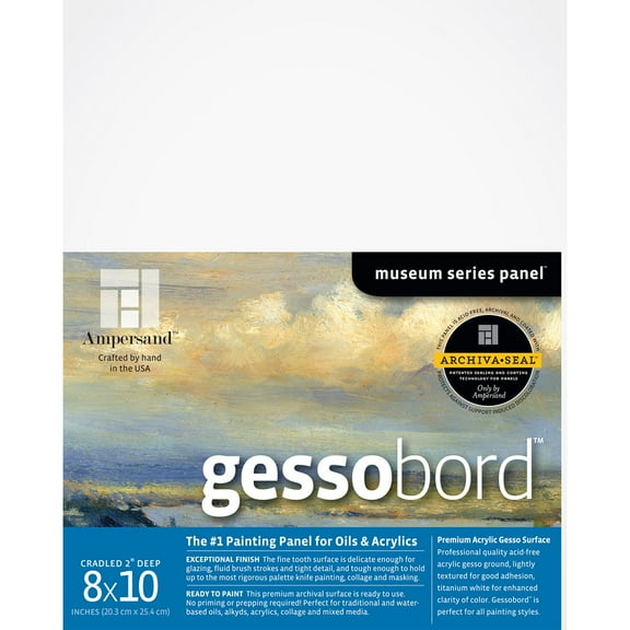 Ampersand Art Gessobord, Cradled, 2" Profile, 8" x 10"