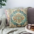 thumbnail image 2 of Pack of 2 Persian Pillow Covers 16x16 Inch, Vintage Turkish Carpet Boho Decorative Throw Pillow Covers for Home Decor Living Room Bed Couch, Teal Pillowcase Set of 2, 2 of 6