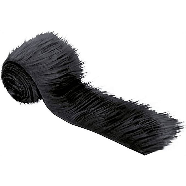 4pcs Black Faux Fur Fabric, 2x60in Pure Color Soft Fur Fabric, Fabric Fur  Strips, Washable Black Faux Fur for Crafts, Costumes, Shose, Hat,Tabletop