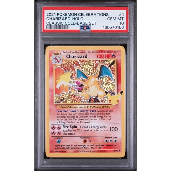 Collectible Graded 2021 Pokemon Celebrations Classic Collection Charizard Holo PSA 10 Card #4 Trading Card