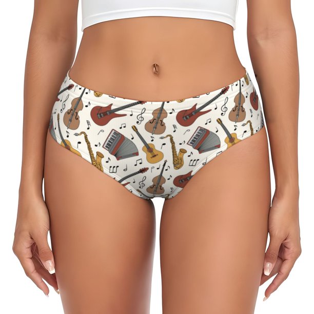 Fotbe Guitar Calzones Estampados para Mujer – Ropa Interior de Algodón, Cómoda, Suave y Elástica-Large