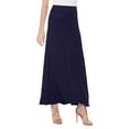 thumbnail image 3 of Moa Collection Women's Maxi Length High Waist Foldable Waistband Solid Skirt, 3 of 6