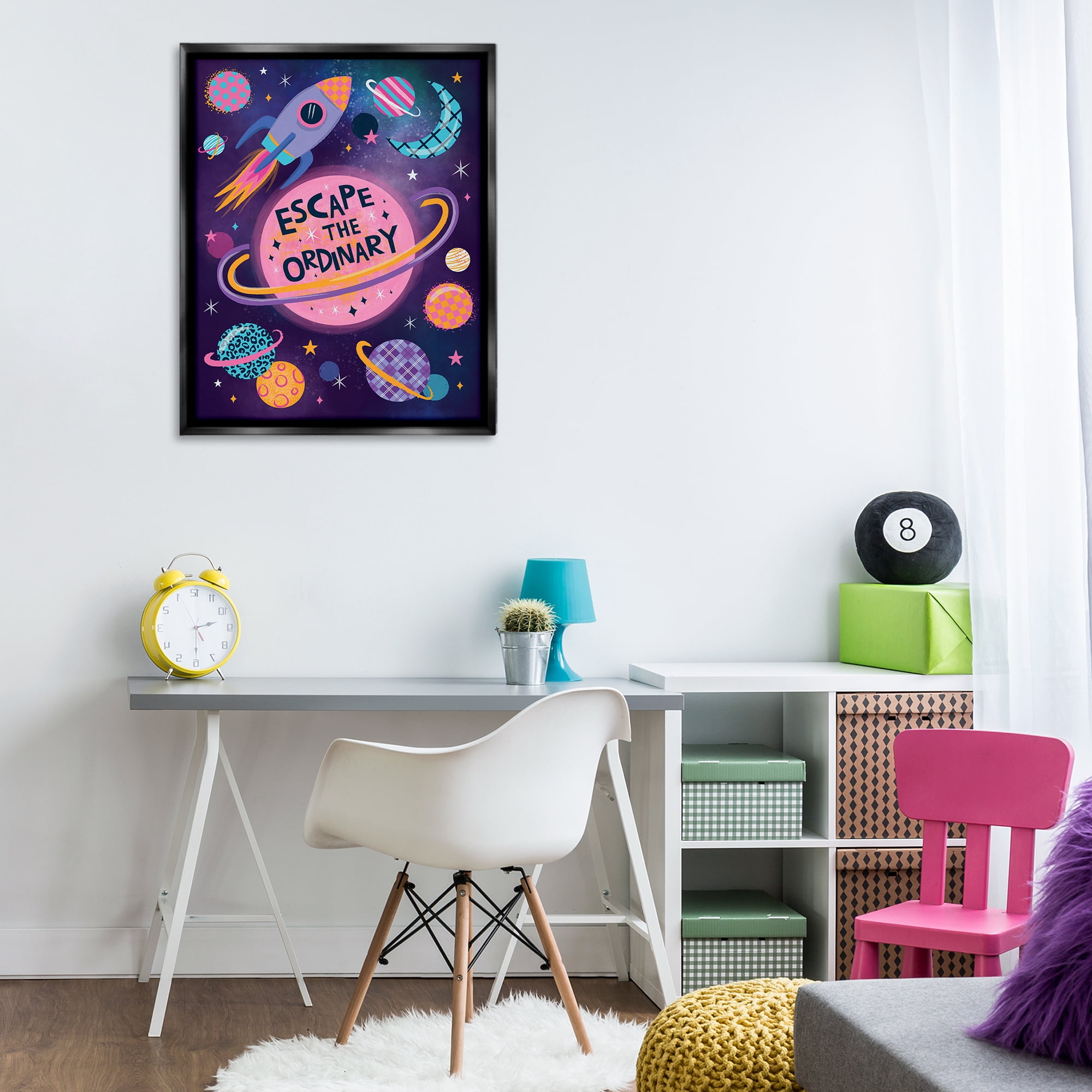 Stupell Industries Escape Ordinary Outer Space Astrology & Stars Painting Black Floater Framed Canvas Art Print Wall Art, 25 x 31