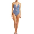 thumbnail image 2 of No Boundaries Juniors Pique Stripe One Piece Swimsuit, 2 of 4