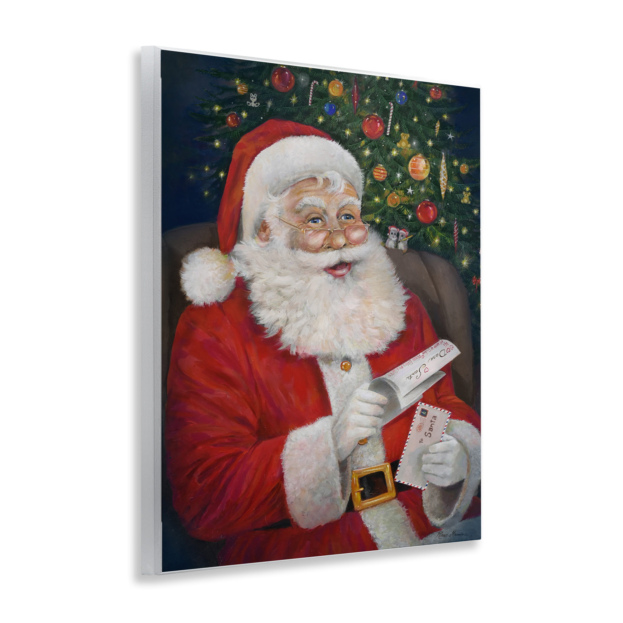 Stupell Industries Merry Santa Claus Holiday Painting Unframed Art Prints Wall Art, 11 x 14