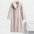 thumbnail image 3 of ClodeEU Womens Winter Faux Fur Coat ,Plush Lapel Long Cardigan Jackets ,Warm Cozy Coat Beige,Womens Plus S, 3 of 4