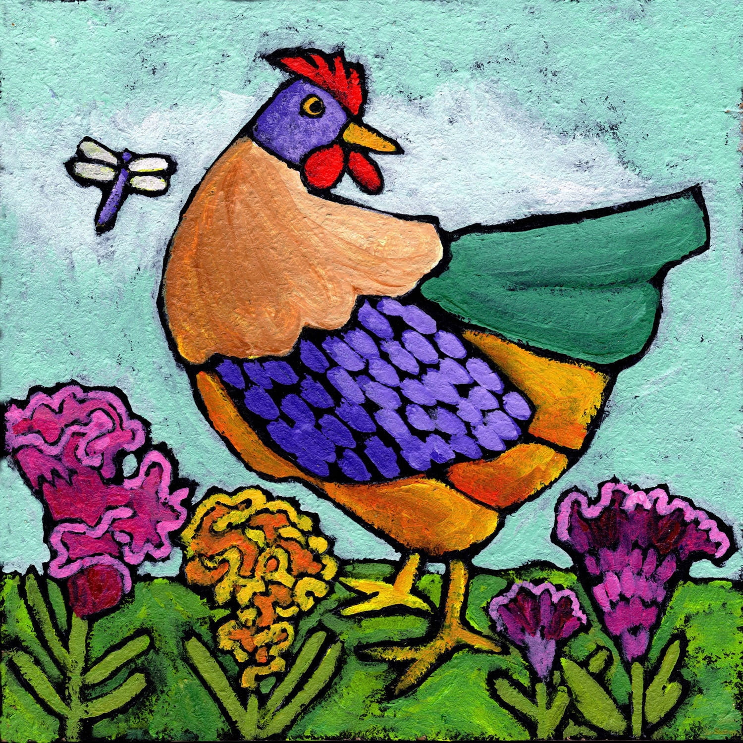 Marmont Hill "Hen with Cockscomb" by Janet Nelson Painting Print on Wrapped Canvas