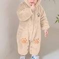 thumbnail image 6 of 9-12 Months Baby Boy Girls Winter Warm Rompers Unisex Newborn Fleece Outfits Bodysuits Toddler Baby Boys Girls Color Plush Cute Cartoon Winter Thick Keep Warm Jumpsuit Romper Khaki, 6 of 6