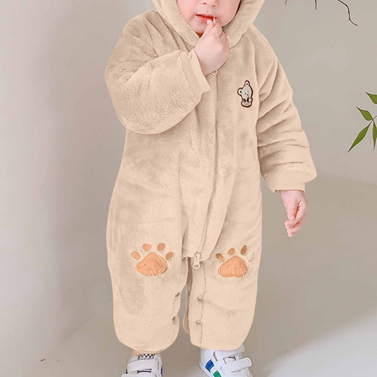 Infant Baby Fleece Jumpsuit Winter Warm Thick Flannel Long Sleeve