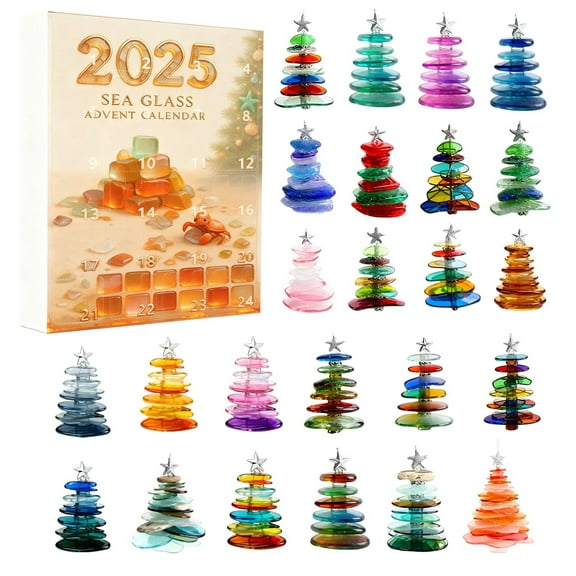 2025 2D Acrylic Sea Glass Advent Calendar - 25 Compartments with Daily Festive Surprises, Holiday Decor for Families (Ages 3 )
