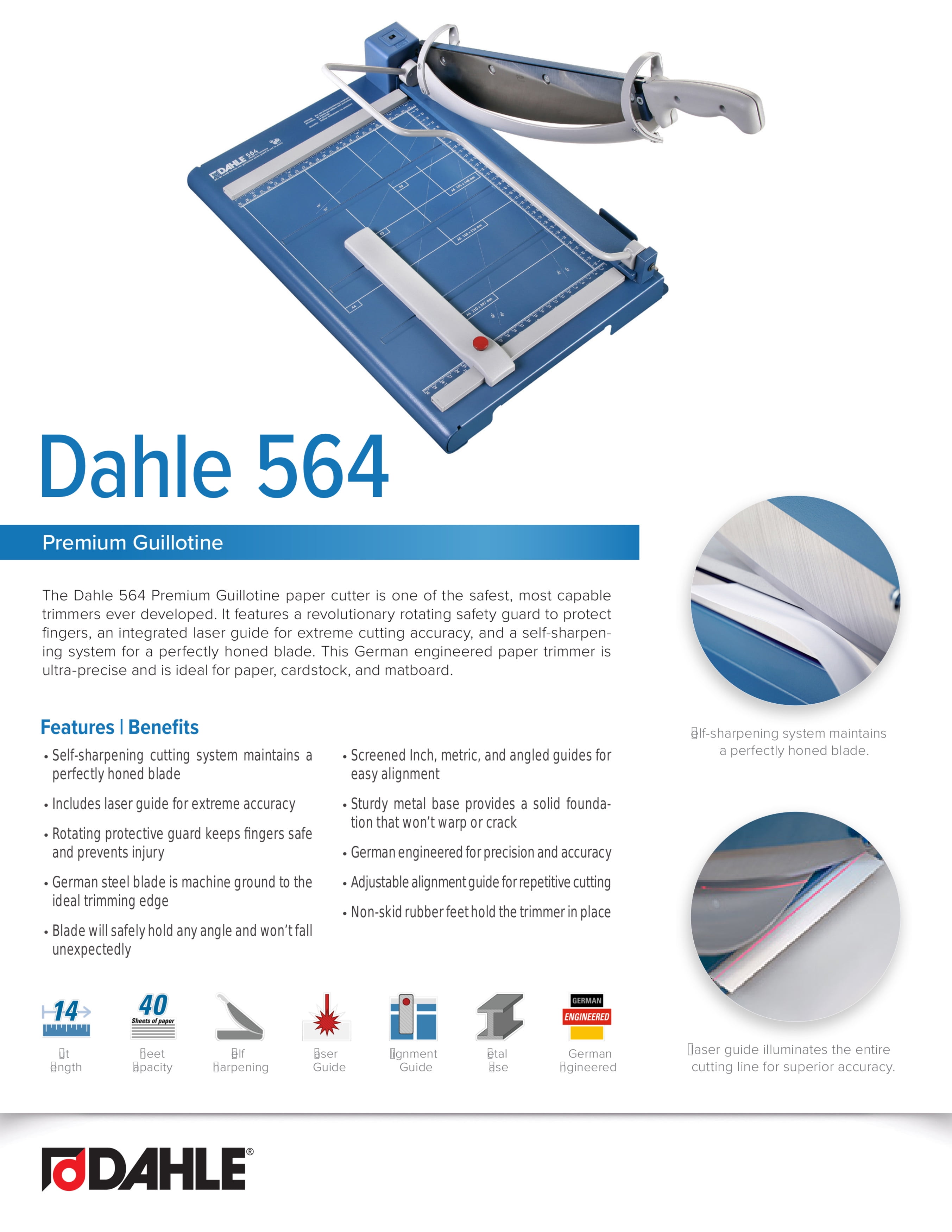 Dahle 564 Premium 14.5 Heavy Duty Guillotine Paper Cutter with Laser - Best  Price