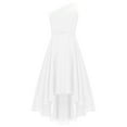 thumbnail image 1 of Venjoe Robe de Fête Brillante Sans Manches à une Épaule pour Filles, Perles, Ourlet Asymétrique, Robe de Bal Formelle Ivoire 14, 1 of 4
