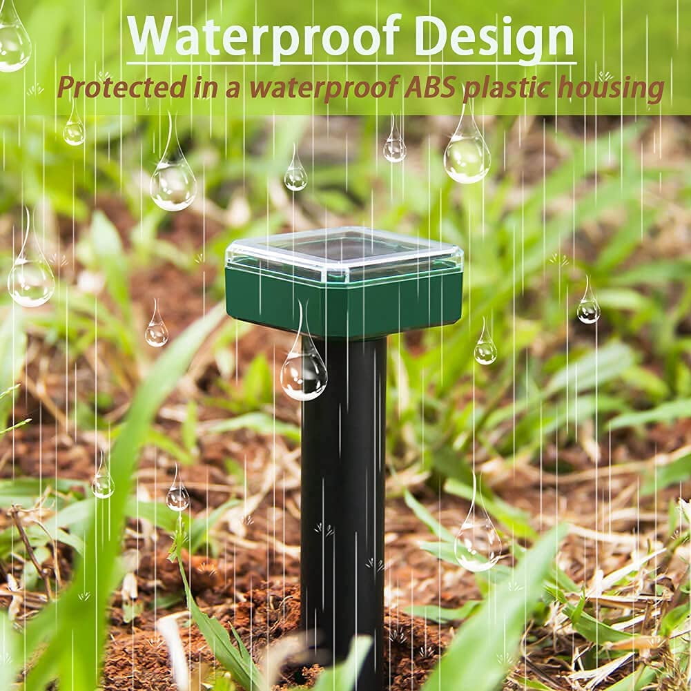 Roofei 2 PCS Solar Mole Repellent, Solar Mole Repeller Ultrasonic Pest Deterrent, IP65 Waterproof Animal Repellent, Rodent Repellent Pest Control Gopher, Vole & Snake for Outdoor Lawn Garden Yards