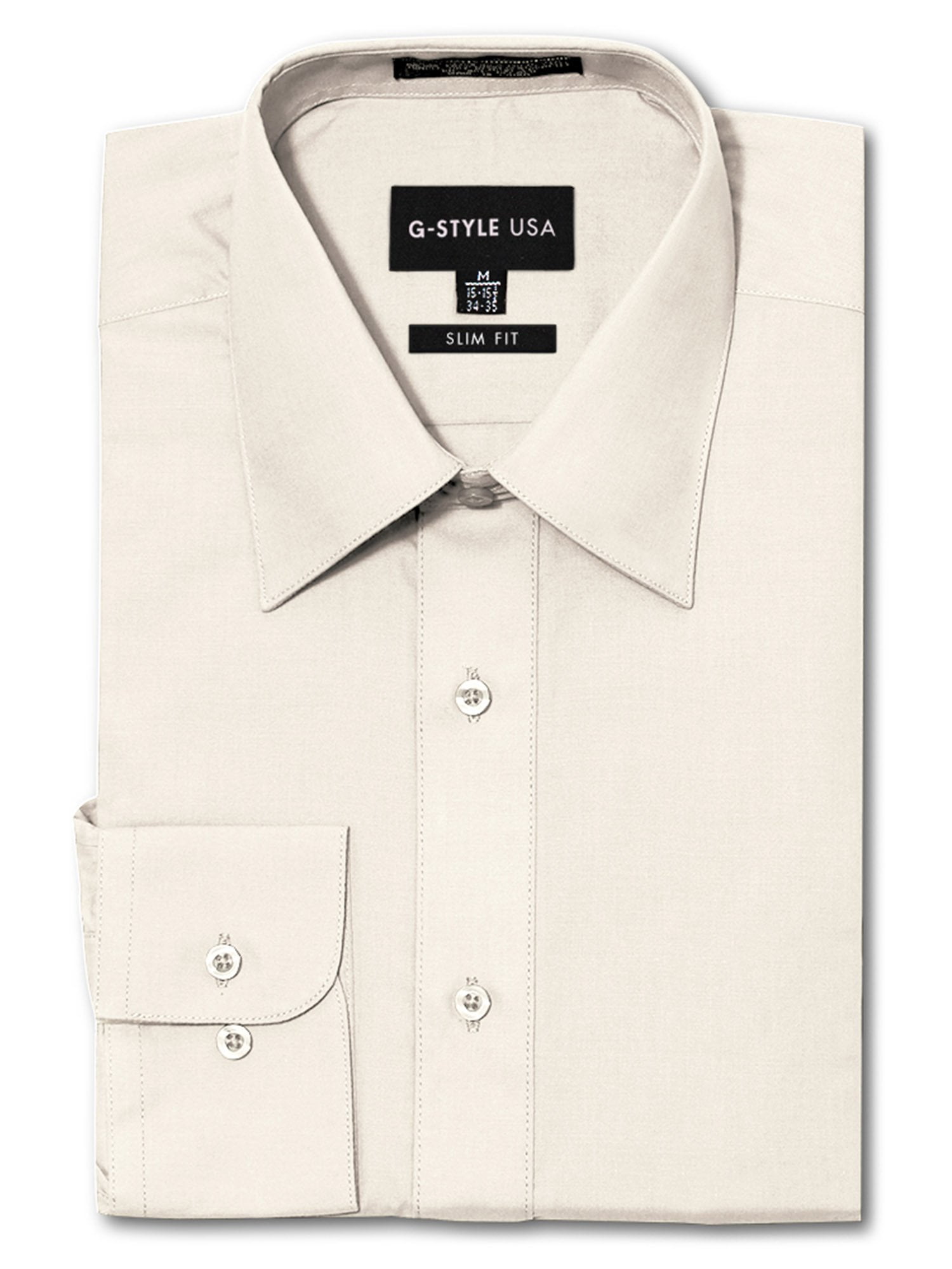 G-Style USA Fit Long Sleeve Dress Shirt - Ivory - 2XL/18-18.5/36-37 - Walmart.com