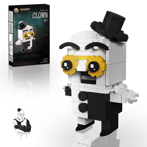 Art the Clown Building Block Set -  Horror Clown Figure Toy, Lego-Compatibility, Terrifier Collectible Desktop Ornament, , Gift for Horror Movie Fans & Kids 6 