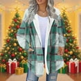 thumbnail image 2 of Atogsazn Womens Sherpa Lined Jacket Zip Up Loose Plaid Shacket Jackets Long Sleeve Winter Hooded Coat Shirt Hoodie 01-Green XXL Fashion, 2 of 5