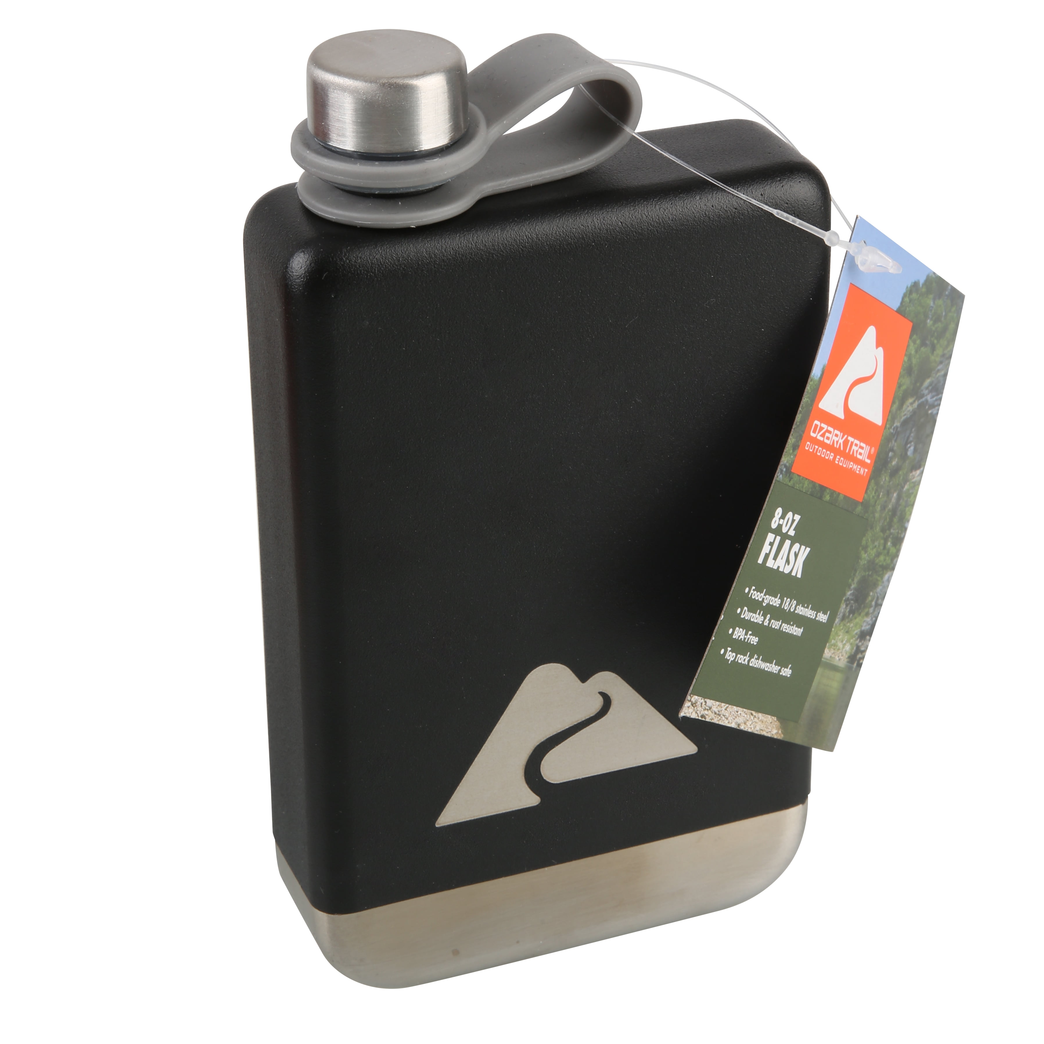 Whiskey Flask Stainless Steel W Attached Cap Easy-pour Funnel by Ozark Trail for sale online 