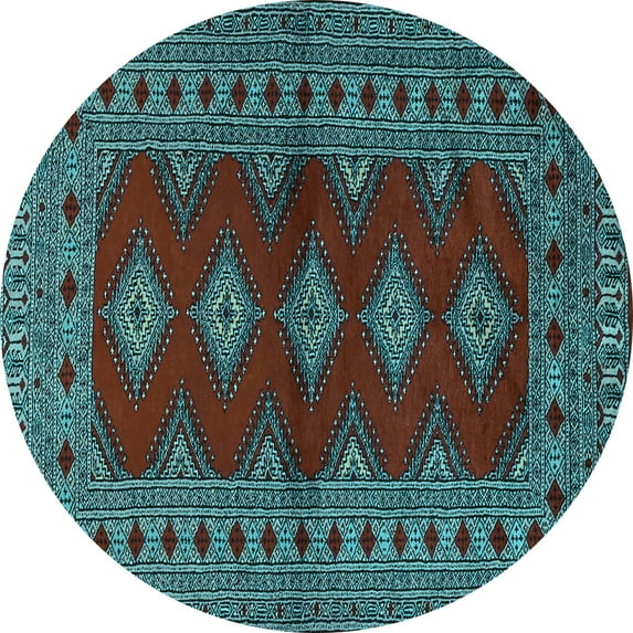 Ahgly Company Indoor Round Persian Light Blue Traditional Area Rugs, 3' Round