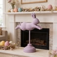 thumbnail image 2 of AURIGATE Easter Leaping Bunny on Stand, Wood-Look Rabbit Figurine with Pedestal Base, Spring Tabletop Decor for Home & Easter, 2 of 6
