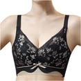 thumbnail image 4 of Soft Cotton Front Buckle Bra for Women Plus Size Non-Wire Printed Tank Top Casual Everyday Wear Lingerie for Comfort #Black,34ab, 4 of 5