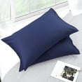 thumbnail image 2 of PiccoCasa Pure Cotton Pillowcases 2 Pcs Soft with Zipper Navy Blue Queen, 2 of 7