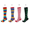 thumbnail image 3 of Calcetines de 5 dedos con punta abierta para mujer y niña, medias de tubo alto de algodón transpirable con estampado de trébol a rayas de colores arcoíris, 3 of 5