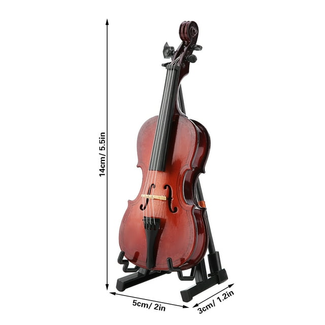 5.5 Inch Wooden Miniature Cello Replica with Case and Stand Musical Instrument Model Ornaments for Musicians and Collectors