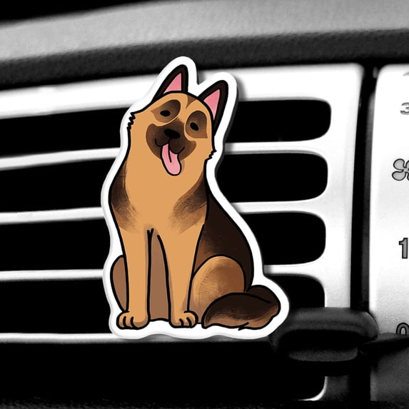 WIRESTER Car Air Freshener Fragrance Vent Clip Interior Decoration for Cars with Lemon Scented Pad - German Shepherd Dog (S3)