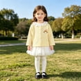 thumbnail image 4 of Gubotare Baby Cardigan Baby Girls Cotton Cardigan Long Sleeve Kid Button Sweater Girl Crew Neck Cardigans Uniform Sweater 12 18 Months (Light Yellow,12-18 Months), 4 of 8
