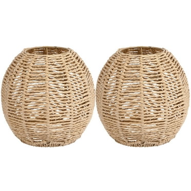 ToyKAKA 2pcs Imitation Rattan Woven Lampshade Hanging Lamp Cover Pendant Light Cover