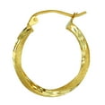 thumbnail image 3 of Wellingsale Ladies 14k Yellow Gold Polished Diamond Cut 2.6mm Hinged Hoop Earrings (20 x 20 mm), 3 of 7