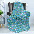 thumbnail image 4 of Gator Soft Flannel Fleece Throw Blanket, Cartoon Baby Crocodiles Pattern in Egg with Ribbon and Teat, Cozy Plush for Indoor and Outdoor Use, 50" x 70", Deep Sky Blue Pink, by Ambesonne, 4 of 5