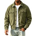 thumbnail image 2 of Stralyhd Corduroy Jackets for Men Turn Down Collar Long Sleeve Vintage Button Front Shacket Loose Casual Fall Work Jacket Khaki 3XL, 2 of 6