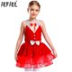 thumbnail image 2 of Niños Niñas Navidad Ballet danza lírica disfraz Halter con espalda descubierta lentejuelas brillantes vestido de Ballet de terciopelo falda tutú, 2 of 5