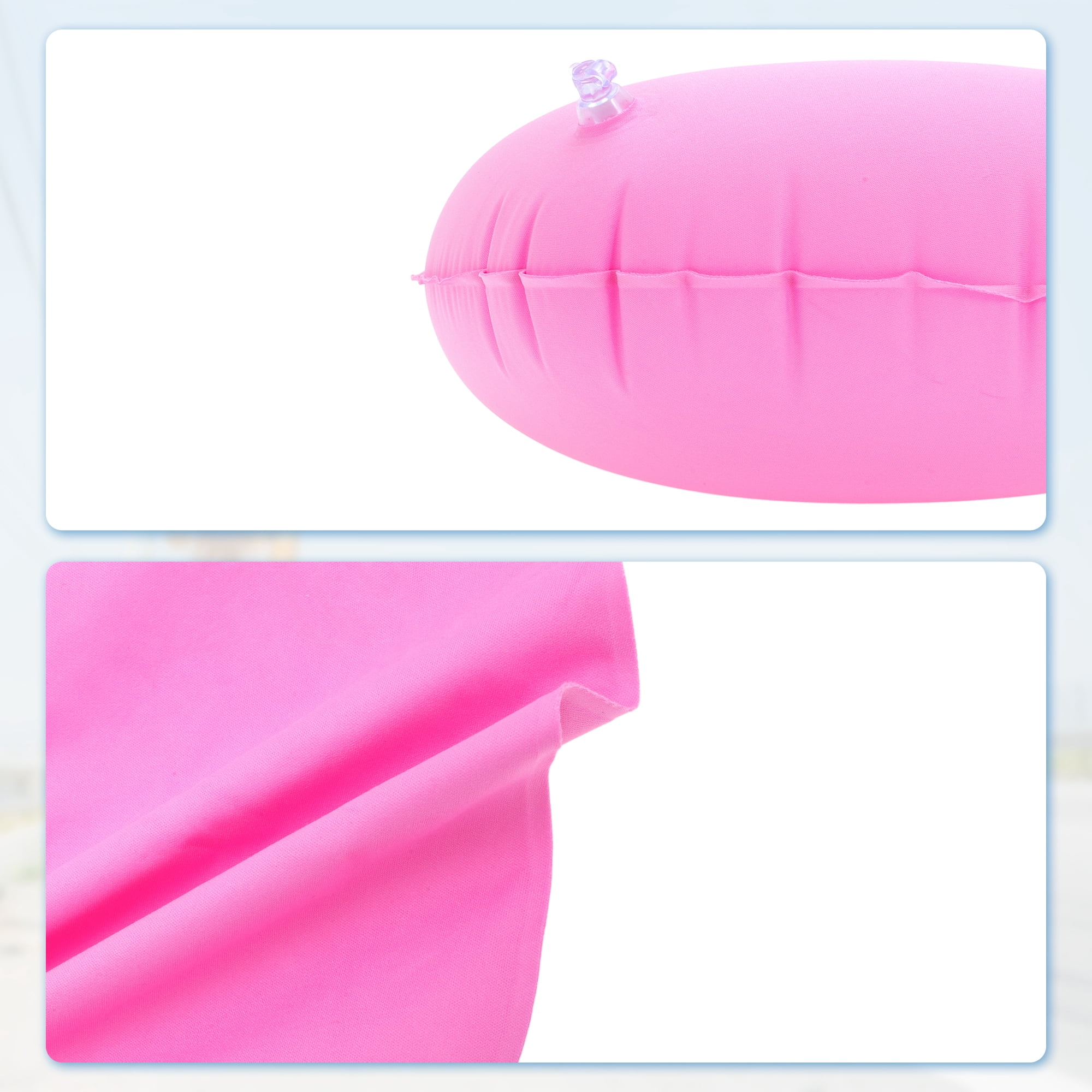 Unique Bargains Travel Pillow Press to Inflate Neck Pillow Pink 15.75"x11.02"